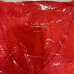 Soft Surroundings 3/4 Sleeve Ruched Side Top in Bright Coral - IX